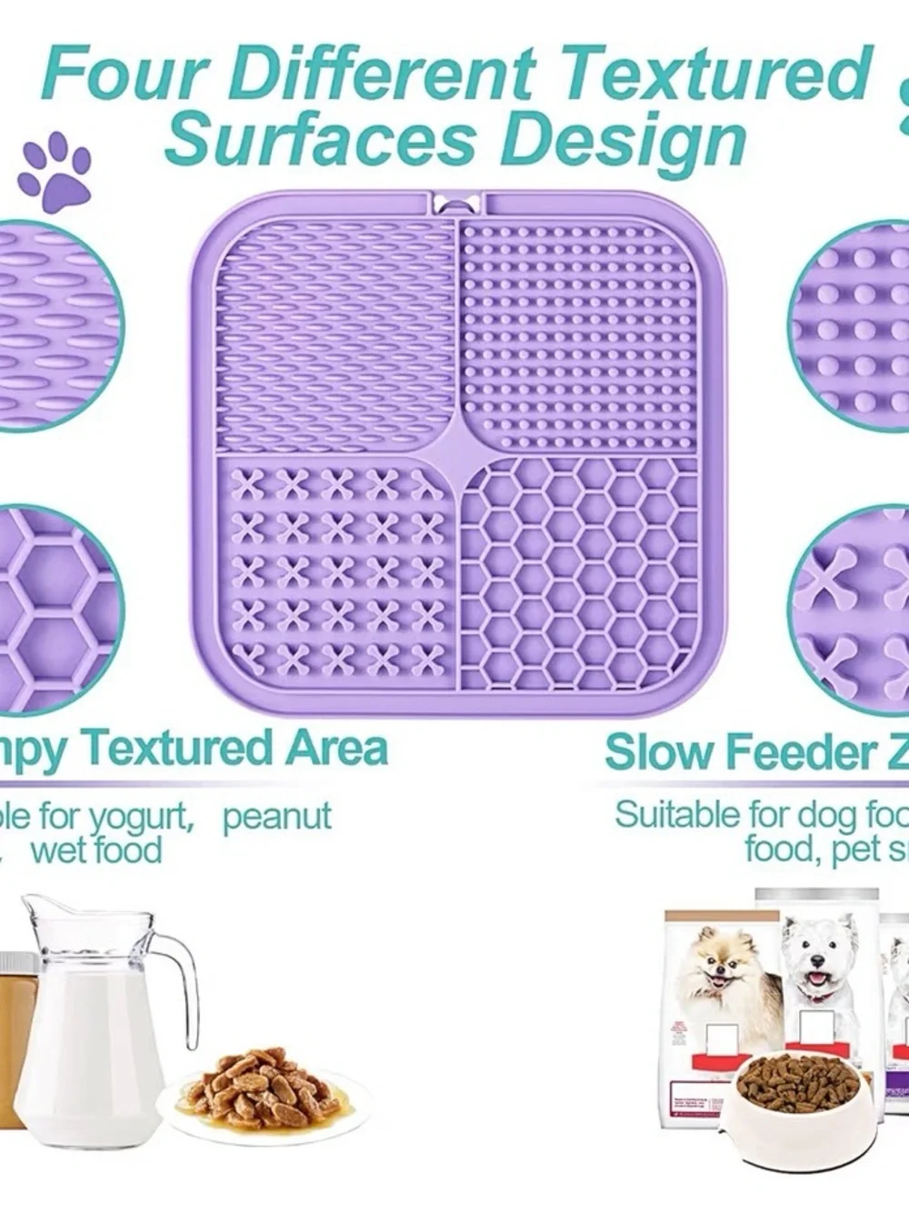 Lick Mat for Dogs & Cats 2 Pack Suction Cups, Anxiety Relief, Keep Them Busy,